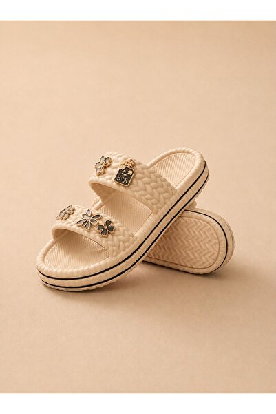 GENCTANİR SHOES Women's Trendy Stone Detailed Eva Comfortable Beach Pool Slip...