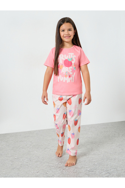 Styli Girls Fruit Print T-Shirt and Pyjama Set