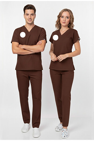 Nur Medikal Giyim Costum uniform unisex maro, conform noului reglement, cu em...