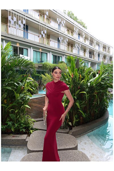 ESRAHELVACI Eh Collection Drape Collar Maxi Dress