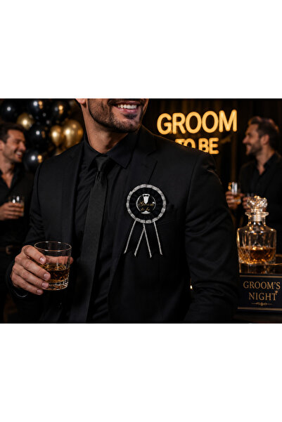 DODOMAR Groom To Be Metal Orta Detaylı Yaka Kokartı Bekarlığa Veda Aksesuarı