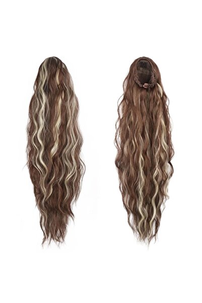 Feshfen Long braid, ponytail, hairpiece with drawstring, long wavy, curly, sy...