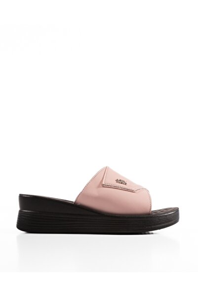 ALOGO Papuci dama cu platforma Roz din Piele Ecologica Zulu