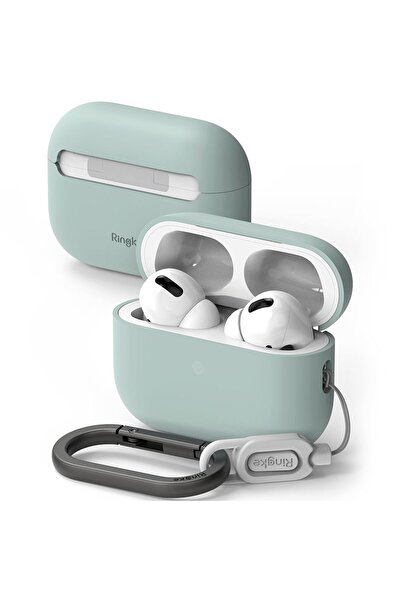 Ringke Θήκη Σιλικόνης με Γάντζο για Apple AirPods Pro 1/2 Πράσινο Ανοιχτό
