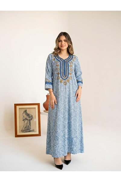 badela Anti-shrink processed sequin linen jellabiyas