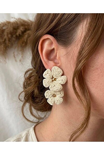 BIJUTERI Flower Figure Wicker Earrings