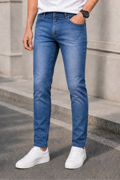 Ser Joven Men's Blue Slim Fit Lycra Jean Trousers