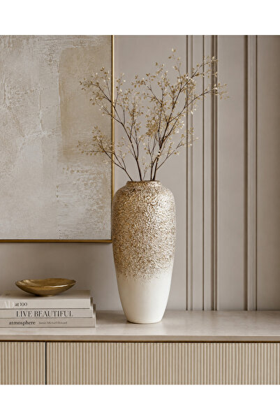 Golden Glow Dekoratif Seramik Vazo - 34x15cm
