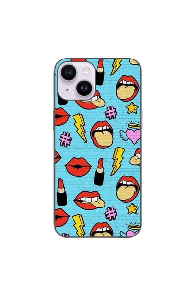 OEM Husa compatibila cu Apple iPhone 15 Silicon Gel Tpu Model Pop Art Lips