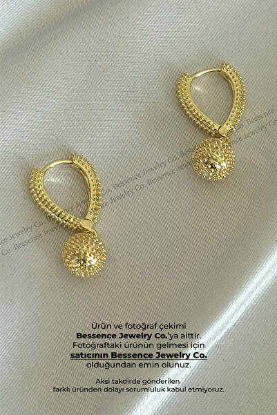 Bessence Jewelry Co Xuping 14K Gold VIP Dokulu Küre Sallantılı Çelik Küpe