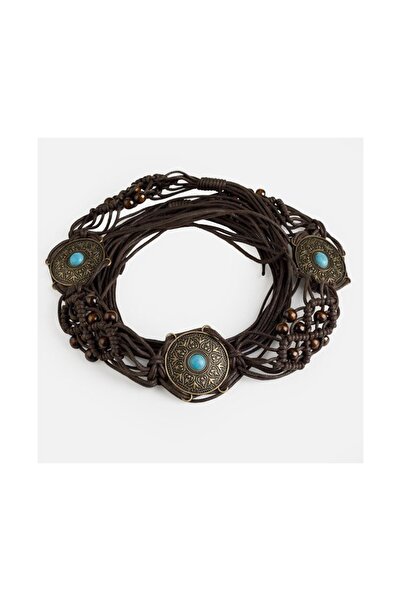 OEM Boho Belt for Women with Metallic Elements and Turquoise Beads, Women's A...