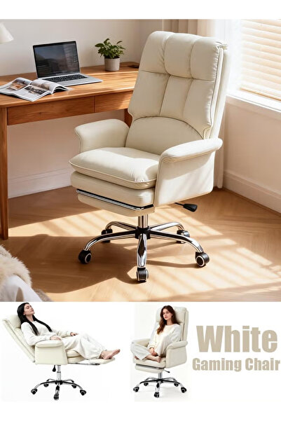 TAPIT Gaming Chair Ergonomic Office Chair with Extendable Footrest and PU Whe...