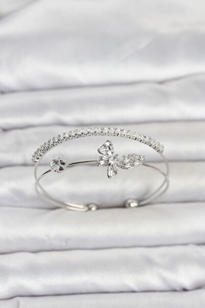 norsary Brass Silver Color Butterfly Model Women's Bracelet