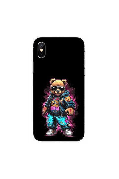 OEM Husa compatibila cu Apple iPhone XS Silicon Gel Tpu Model Bear Cool Black