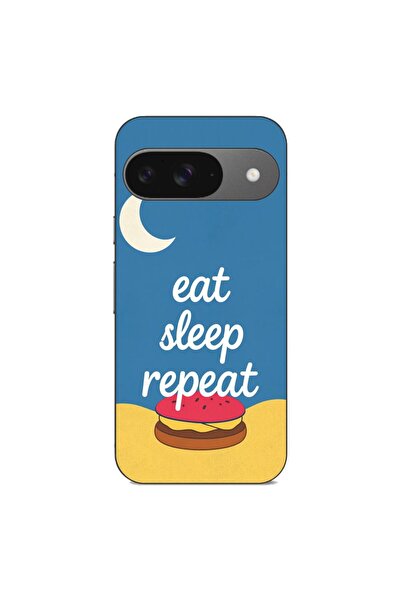 OEM Husa compatibila cu Google Pixel 9 Pro Silicon Gel Tpu Model Eat Sleep Re...