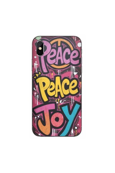 OEM Husa compatibila cu Apple iPhone X Silicon Gel Tpu Model Peace and Joy Gr...