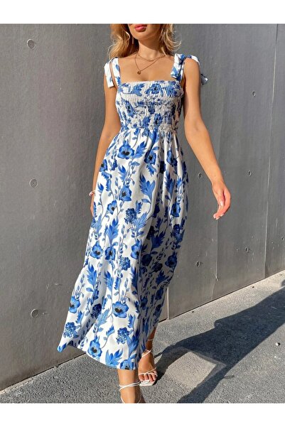 civetta Women's Strappy Chest-Padded Long Floral Patterned Single Jersey Dress