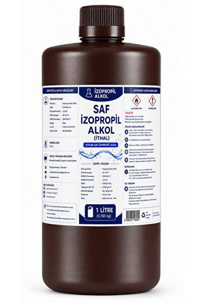 ithalattan İTHAL SAF İPA İzopropil Alkol %99,8 - 1 Litre Temizlik kimyasalı