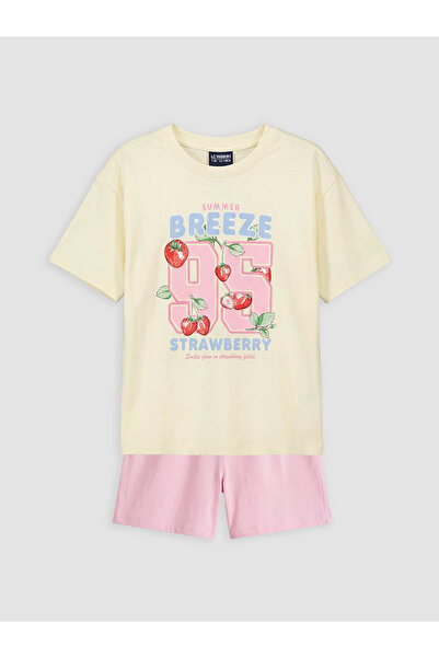 LC Waikiki Crew Neck Girls' Shortie Pyjama Set