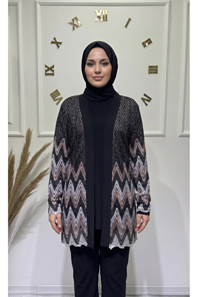 ModaMinar Women's Tulle Jacket and Sandy Blouse Double Set