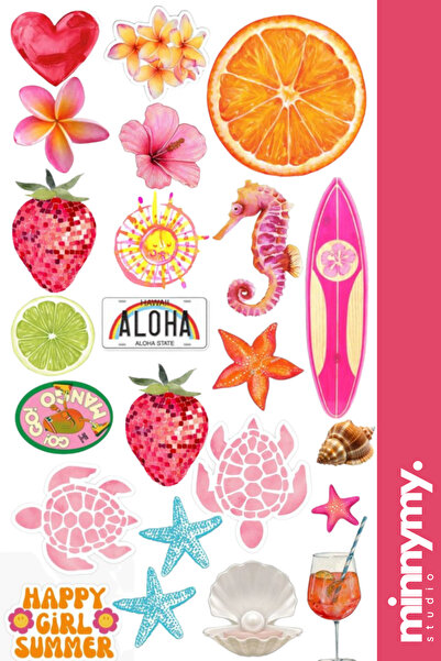 Minnymy Beach Lovers Collection Sticker, Çıkartma, Ajanda, Günlük, Planlayıcı...