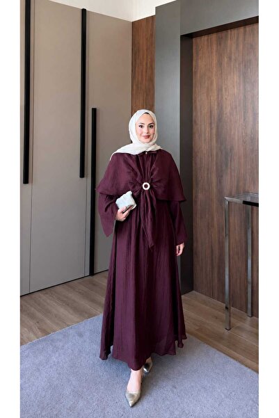 MODA VEDAT Kadın Pelerin Detaylı Tokalı Elbise