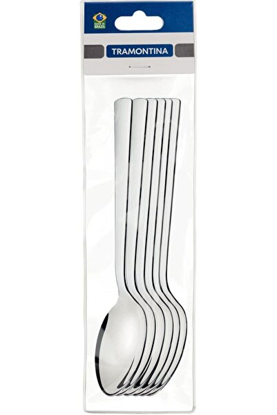 TRAMONTINA Oslo Stainless Steel Table Spoons Set with High Gloss Finish, 6 Pi...