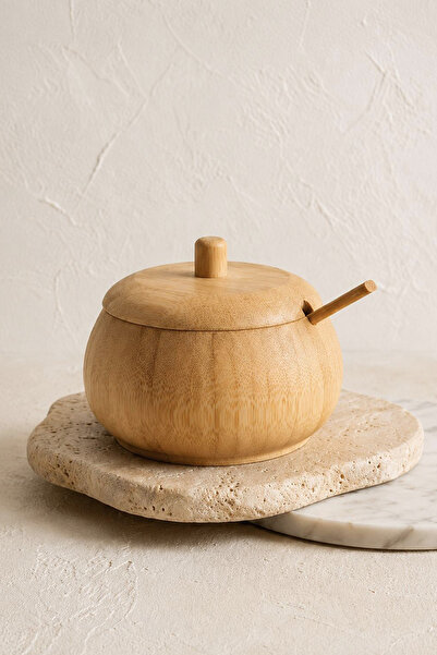 NESS HOME Luxury Natural Bamboo Spice Holder with Spoon, Sugar Bowl, Honey Ja...