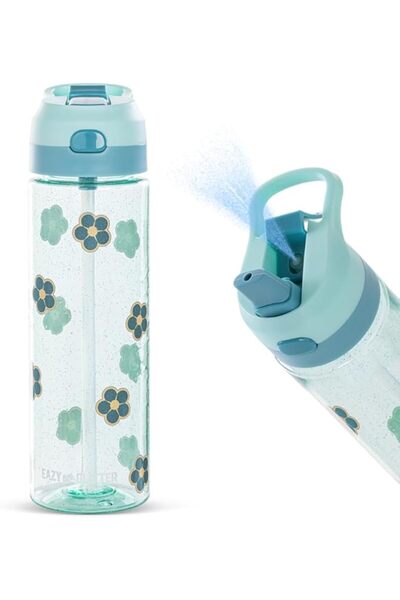Eazy Kids Flora Tritan Water Bottle with Spray 750 ml - Shiny Green from