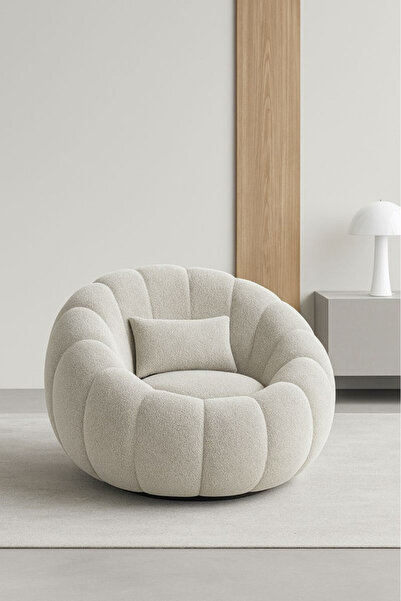 homejoyz Chair Boucle Fabric and Swedish Wood-Gray-Storm-100X95X68 cm