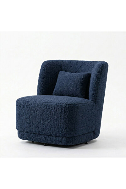 homejoyz Chair Boucle Fabric and Swedish Wood-Celeste-Off White-72X78X84 cm