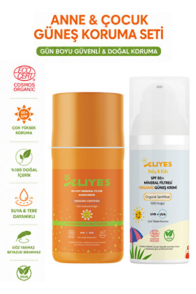 A Aliye's Anne & Çocuk SPF 50+ Mineral Filtreli Organik Güneş Koruma Seti - E...