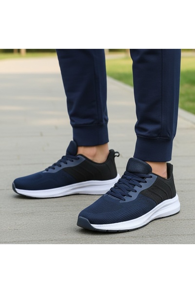 Modlet.ro Men's blue and black lace-up sneakers, large sizes ION7