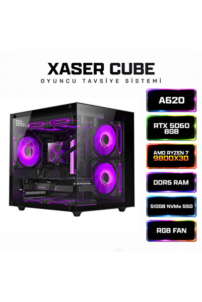 XASER Cube X270 Ryzen 7 9800X3D 16GB DDR5 Ram 512GB M.2 NVMe SSD 8GB RTX5060 ...