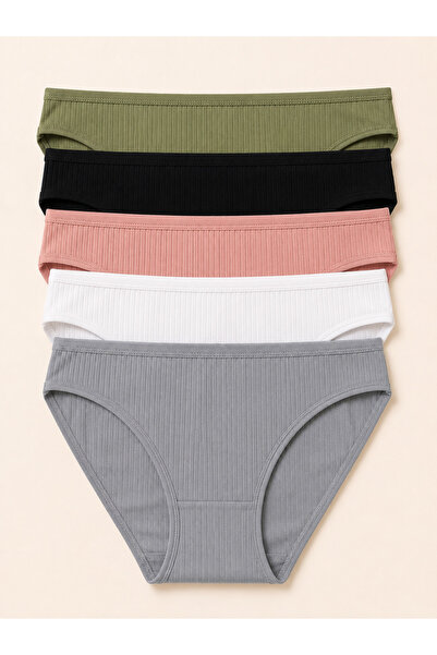 Meyzz Günlük Ultra Rahat Soft Fitilli Kadın Bikini Külot 5'Li