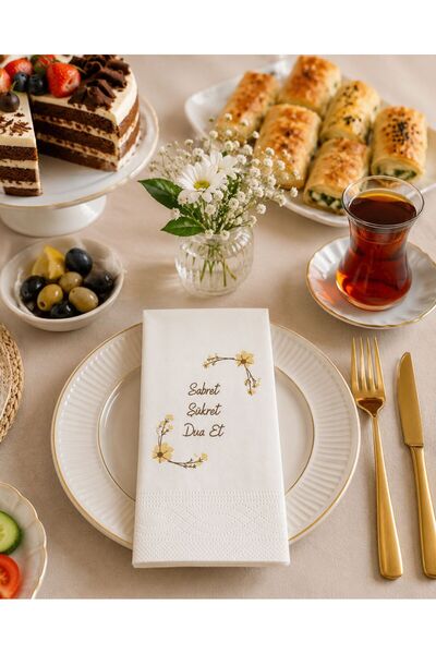 GM 30’lu Sabret Şükret Dua Et Baskılı Kağıt Peçete 17x8 cm | 2 Katlı Dekorati...