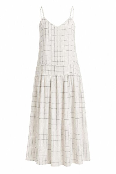 HAZELANNA Checkered A-Line Midi Dress