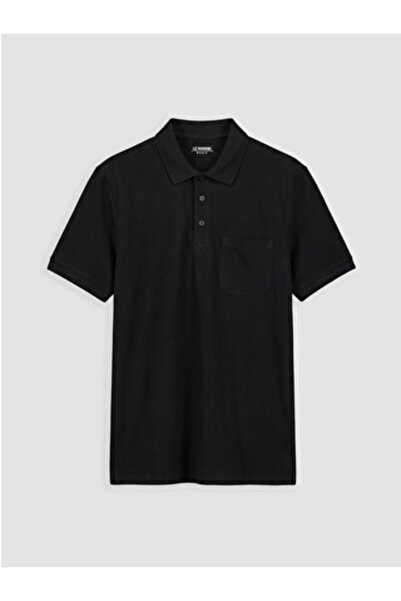 LC Waikiki noul sezon Tricou negru pentru bărbați, cu guler polo, din materia...