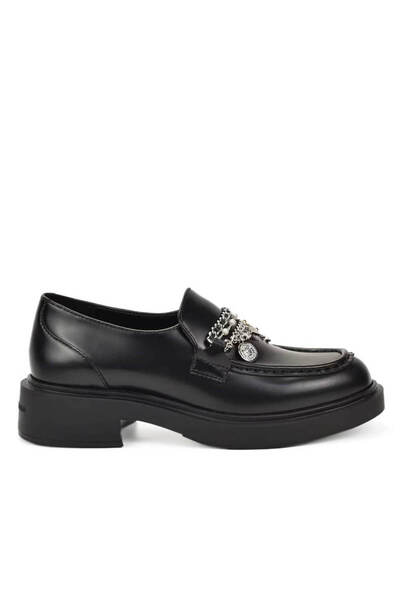 Karl Lagerfeld Γυναικεία Δερμάτινα Charm Trim Loafers Μαύρα KL41214-00S BLACK