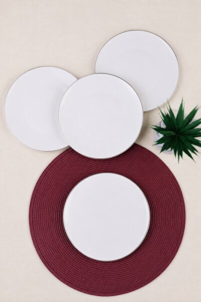 tabakevi Tabak Evi Porcelain Chic Platinum Gilded Serving Plate 24,50cm Set of 4