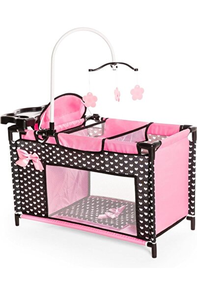 Bayer Patut multifunctional 2in1 de calatorie pentru papusi Pink Hearts,scaun...