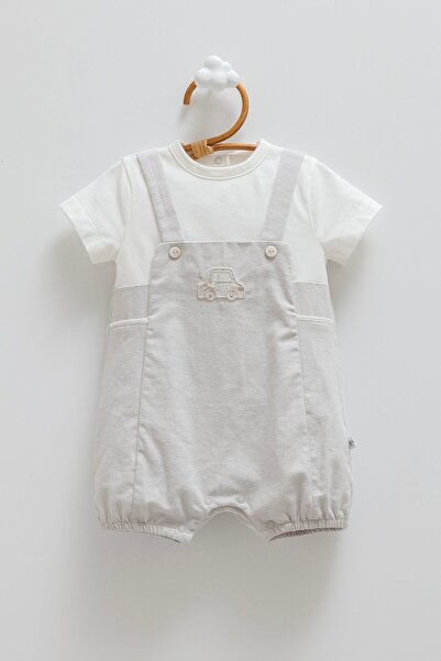 Caramell Linen Linen Short Men's Overalls Gray