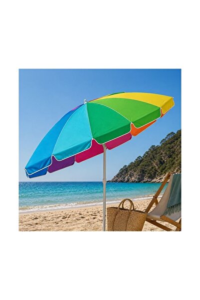 OEM Multicolored Windproof Beach Umbrella, Ring System, Metal Frame, Diameter...