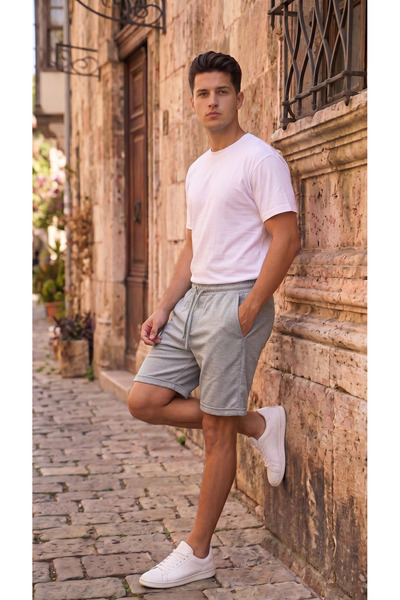BETES Men's Karmelange Color Pique Fabric Stylish Comfortable Double-Leg Shor...