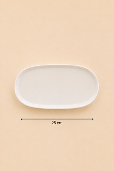 Bev Kitchen Perla 25 cm Oval Beyaz Kayık Tabak Kahvaltılık & Mezelik & Sunum Tabağı