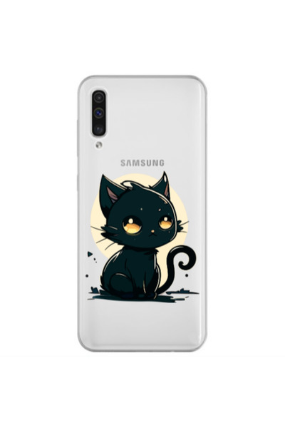 Other Samsung A70 Black Cat Transparent Silicone TPU Θήκη