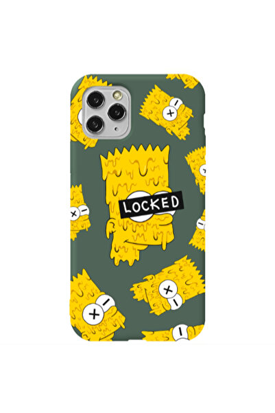 Other Apple iPhone 11 Pro Max Bart Simpson Dark Green Colored Silicone TPU Θήκη