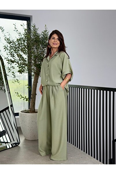 RAMONA BADESCU EXCLUSIVE Set Dama, Camasa Oversize si Pantaloni Palazzo Largi...