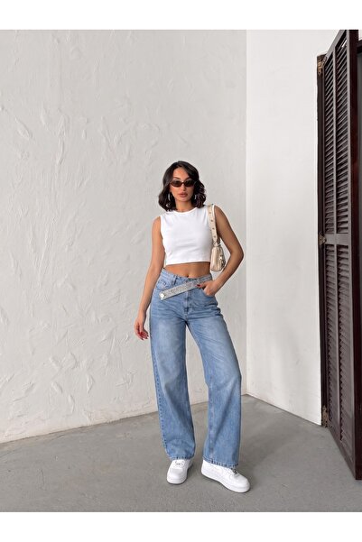blue wings denım co. Belted Full Stone-Embellished Detail Stretch Jeans