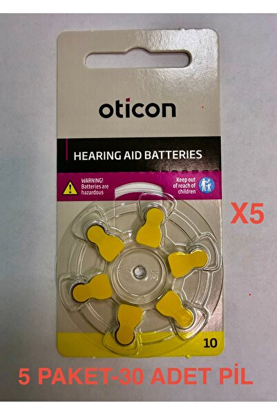 Oticon 10 Numara Kulak Cihazı Pili- 5 PAKET-30 ADET PİL-